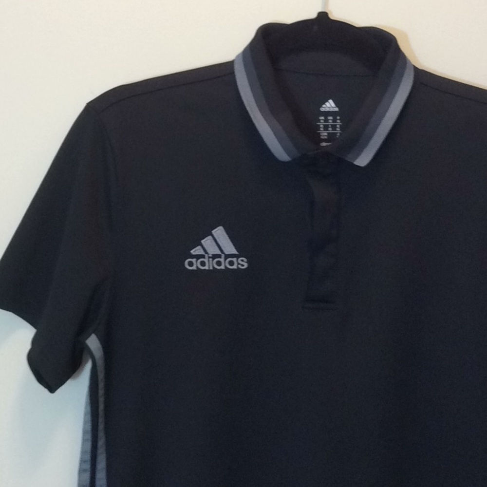 adidas Black & Gray Football Shirt Size M